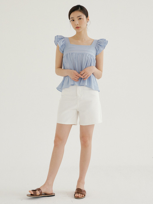 RCP SHOULDER FRILL WING BLOUSE SKY BLUE