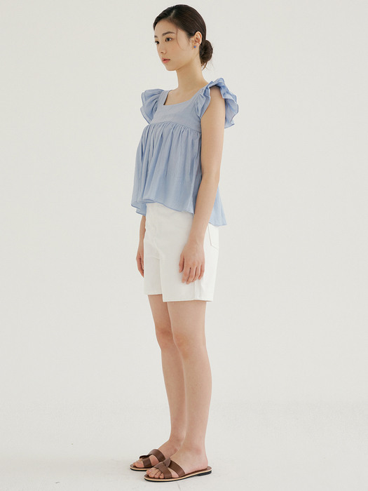 RCP SHOULDER FRILL WING BLOUSE SKY BLUE