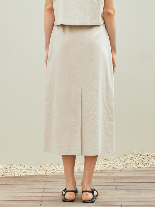 linen H-line skirt_oatmeal