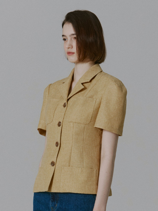 Katherine Half Sleeve Tweed Jacket_Yellow