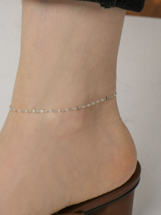 Lock Up Link Chain Silver Anklet Iak26 [Silver]