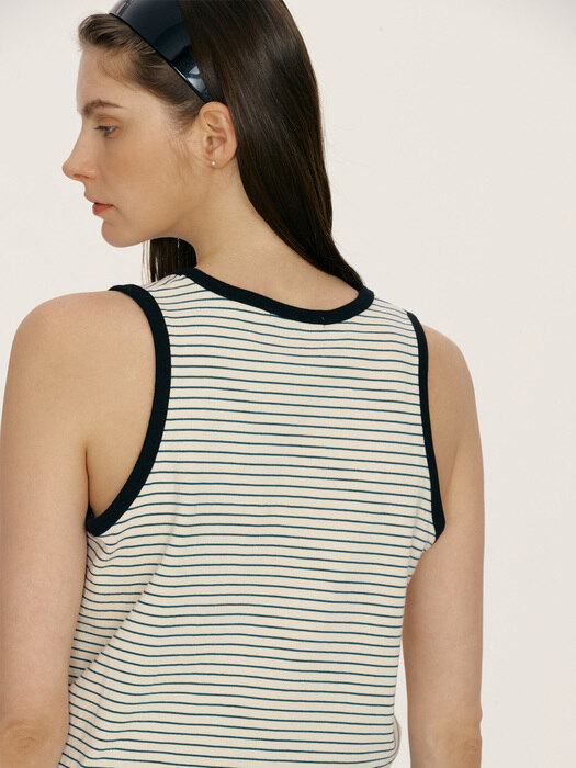 [N]TURTLE Stripe sleeveless top (Black)