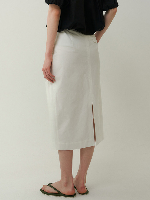 cotton tuck skirt (white)
