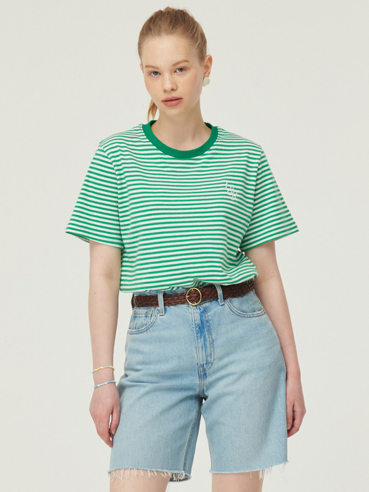 L&R Stripe Half Sleeve T-Shirt [green]
