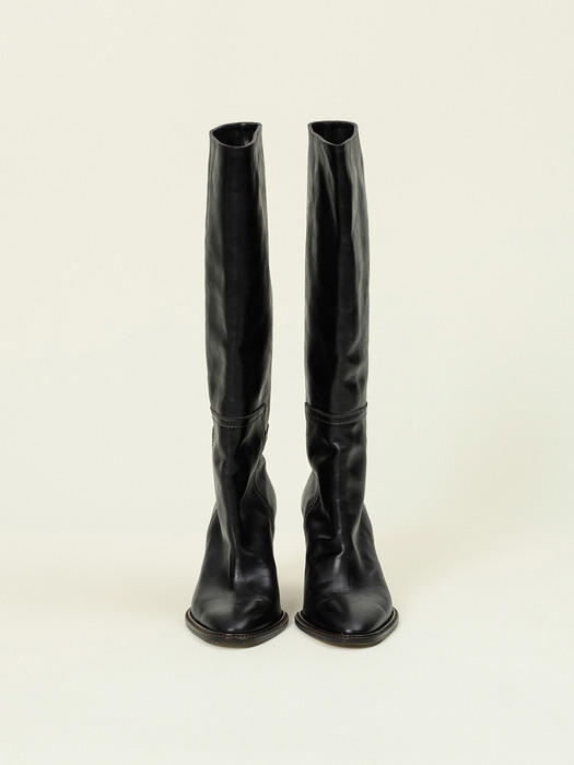 Leather Knee Boots Black