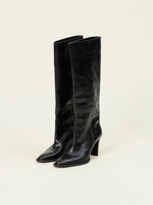 Leather Knee Boots Black