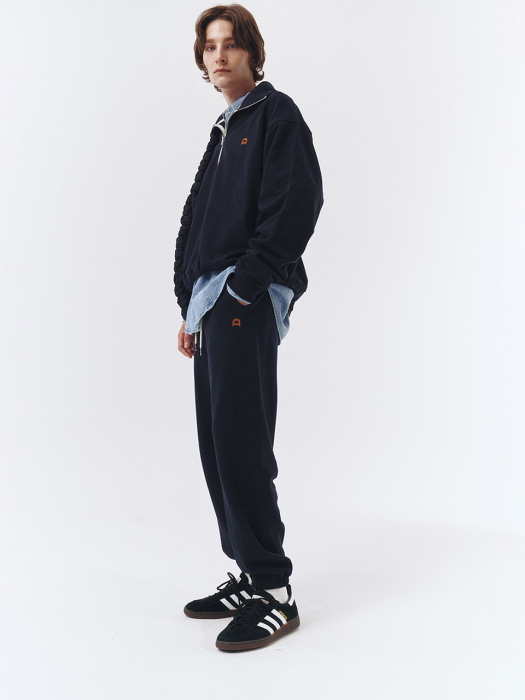 UNISEX LEATHER LOGO SWEATPANTS FRENCH NAVY_M_UDPA2C101N3