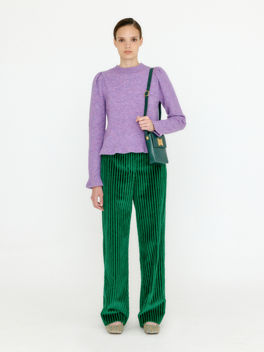 VLARY Flared Hem Knit Pullover - Violet
