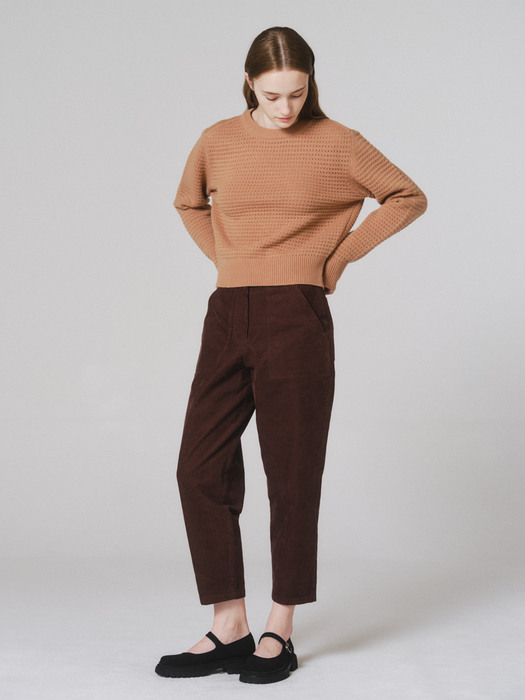 Cropped corduroy pants (Brown)