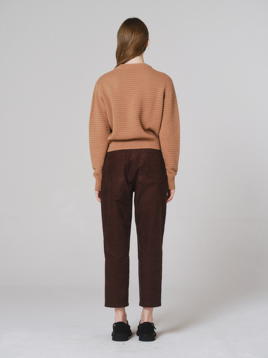 Cropped corduroy pants (Brown)