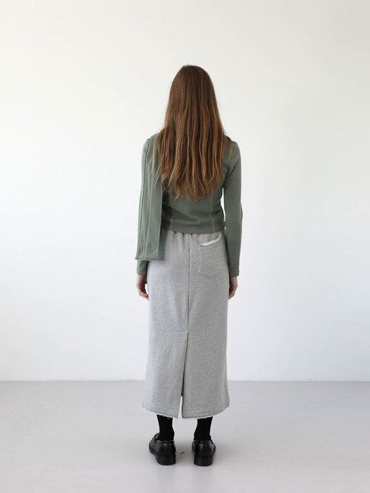 Raw-edge lounge skirt - melange grey