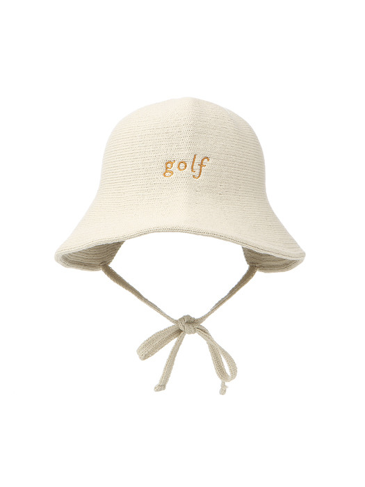 golf knit bucket hat_oatmeal white