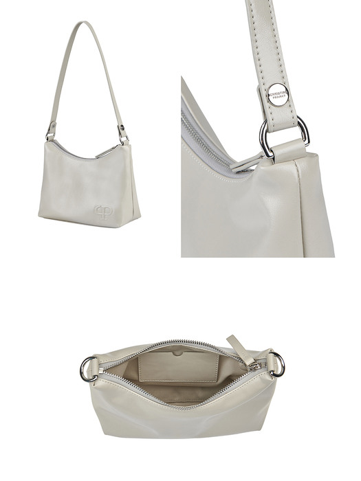 SPARKLING SQUARE HOBO BAG(CREAMY OYSTER)