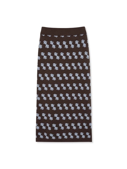 Jacquard Logo Pattern Skirt in Brown VK2WS392-93