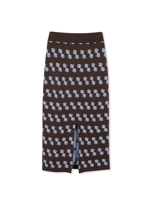 Jacquard Logo Pattern Skirt in Brown VK2WS392-93