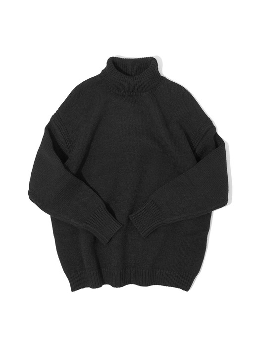 KN4209 Oversize angora turtleneck knit_Black