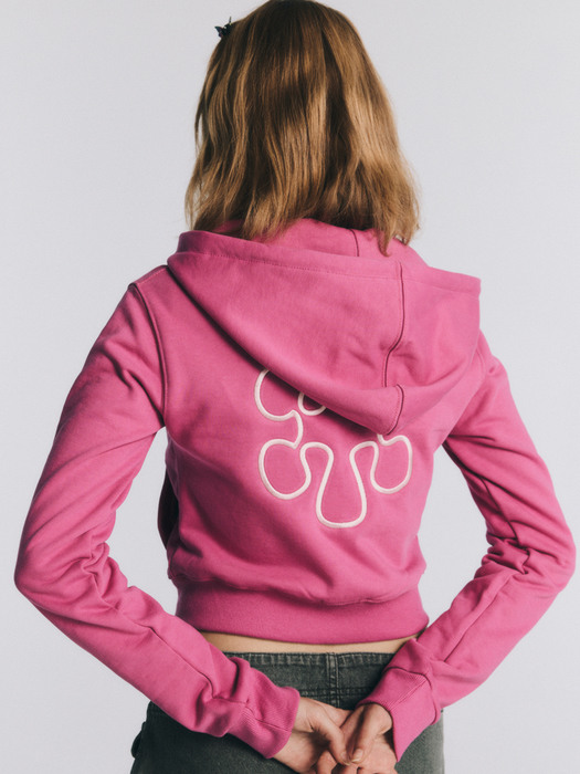 cropped hoodie zipup - pink