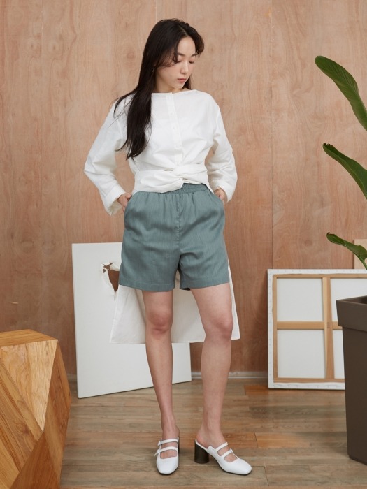 [리퍼브]modal melange shorts _ green