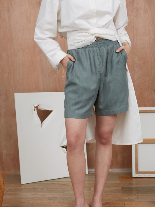 [리퍼브]modal melange shorts _ green