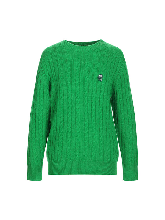 cable wool cash knit_green