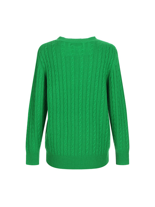 cable wool cash knit_green