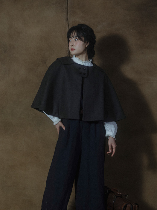 Clemen wool cape - brown 클레멘 울 케이프 