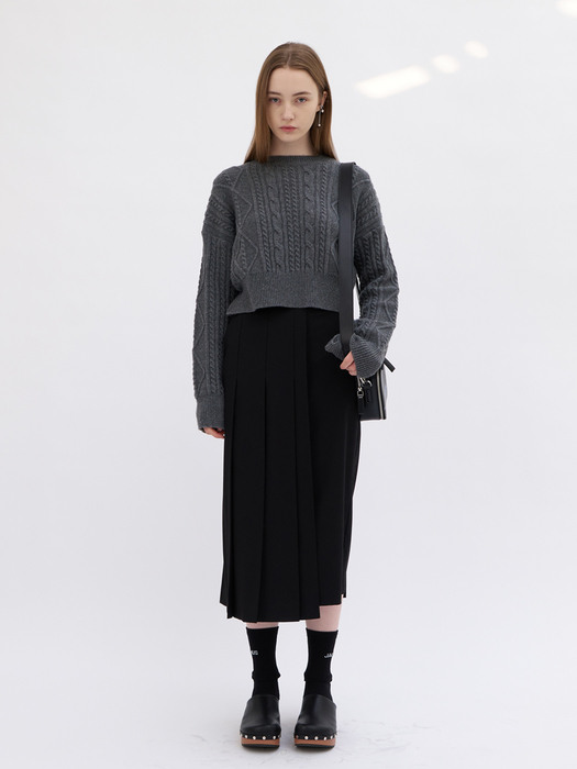 23 Spring_ Black Pleats Skirt 