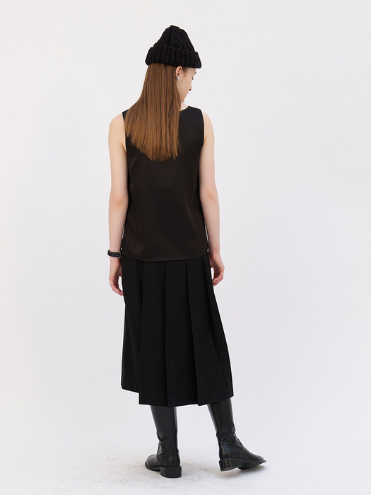 23 Spring_ Black Pleats Skirt 