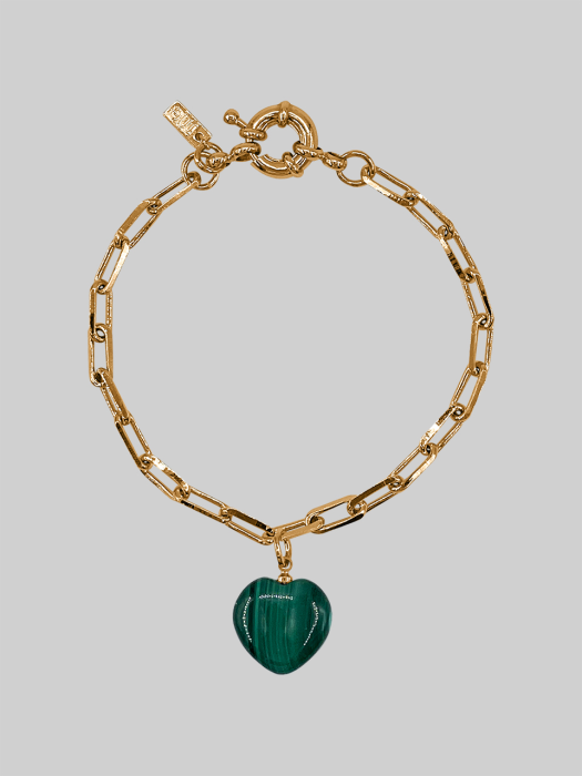 Malachite Heart Charm Bracelet