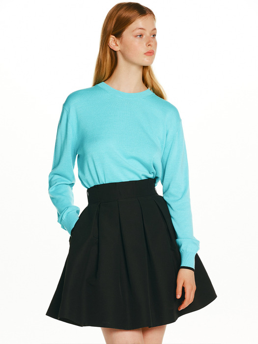 DANTE Round neck knit (Cyan blue/Black)