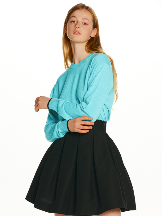 DANTE Round neck knit (Cyan blue/Black)