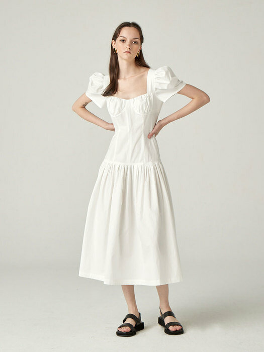 CORSET PUFF DRESS - WHITE
