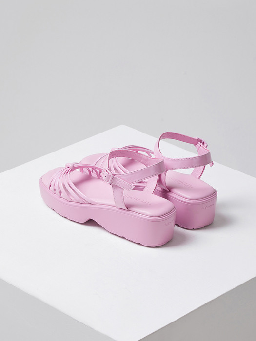 Knotted platform sandal(glow pop pink)