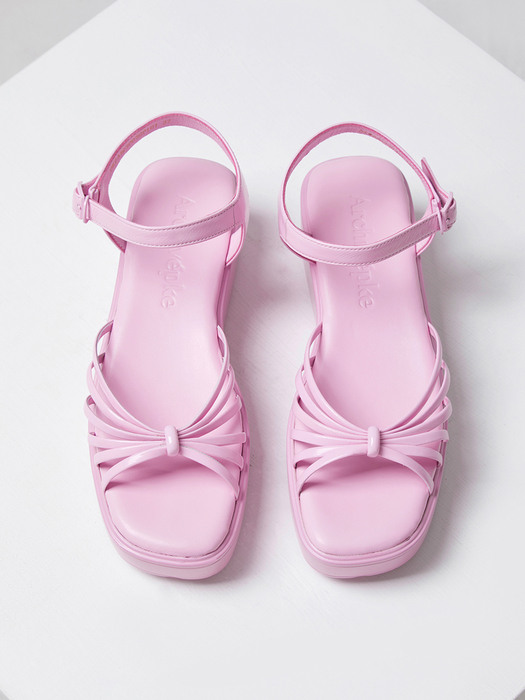 Knotted platform sandal(glow pop pink)