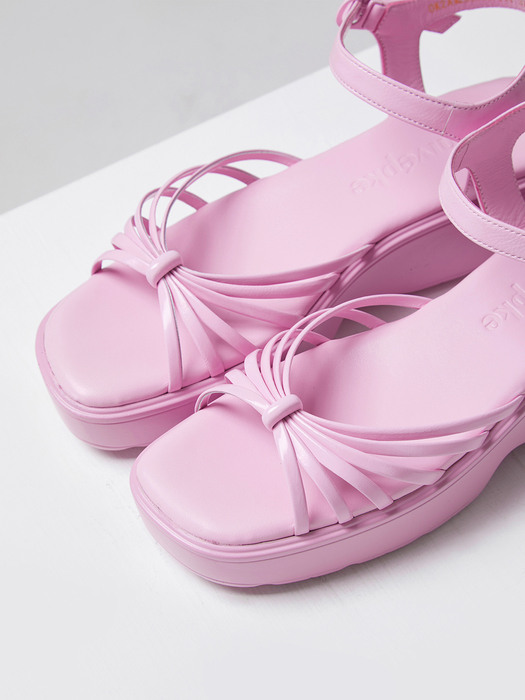 Knotted platform sandal(glow pop pink)