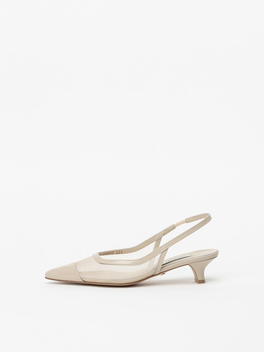 Bialy Meshed Slingback Pumps in Cream Ivory Box with Beige Mesh