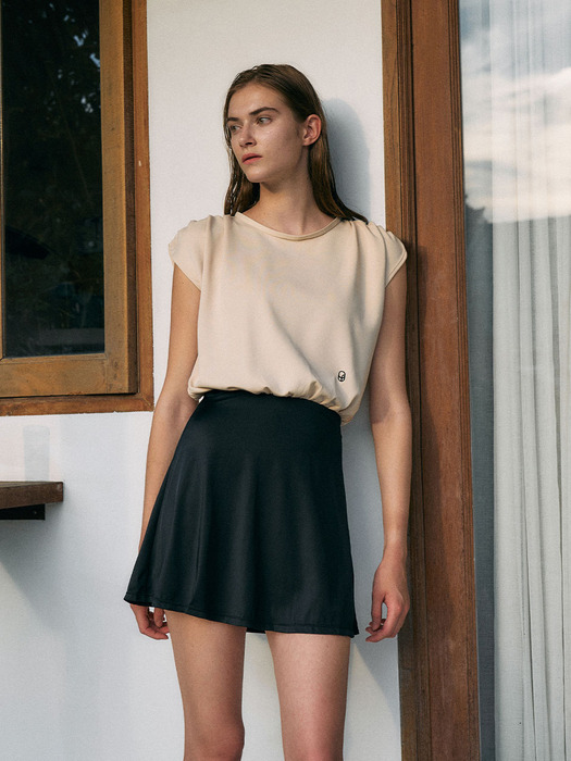 Shirring Colorblock SwimSuit[LMBBSW102]-Beige