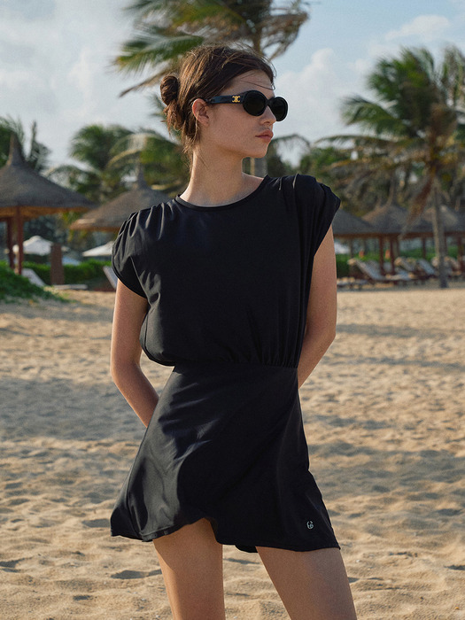 Shirring Colorblock SwimSuit[LMBBSW102]-4color