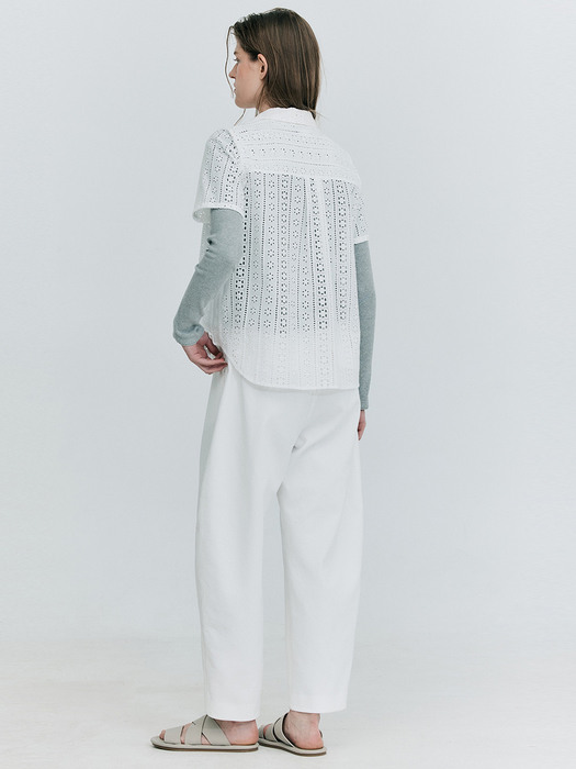 Eyelet Half Shirts_White