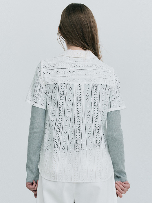 Eyelet Half Shirts_White