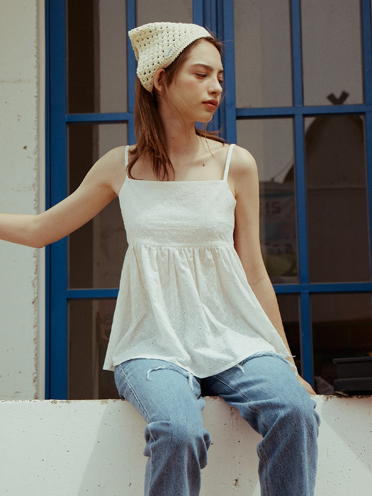 Eyelet Sleeveless Top_2color