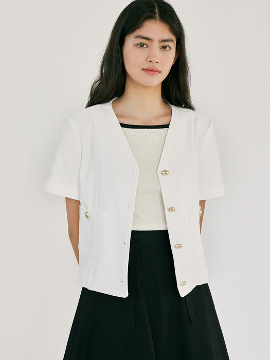 H Dahlia Linen Jacket_White