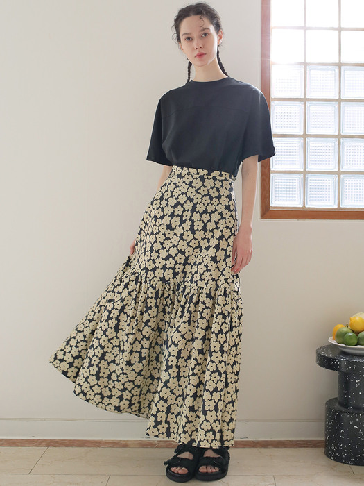 cherry blossoms print maxi skirt