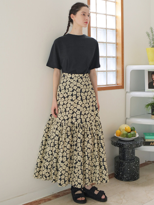 cherry blossoms print maxi skirt