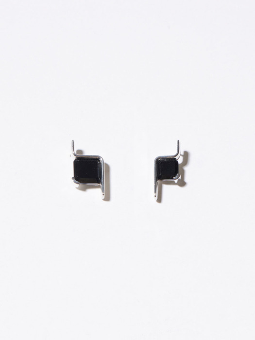 Cube Onyx Unbalanced Earrings