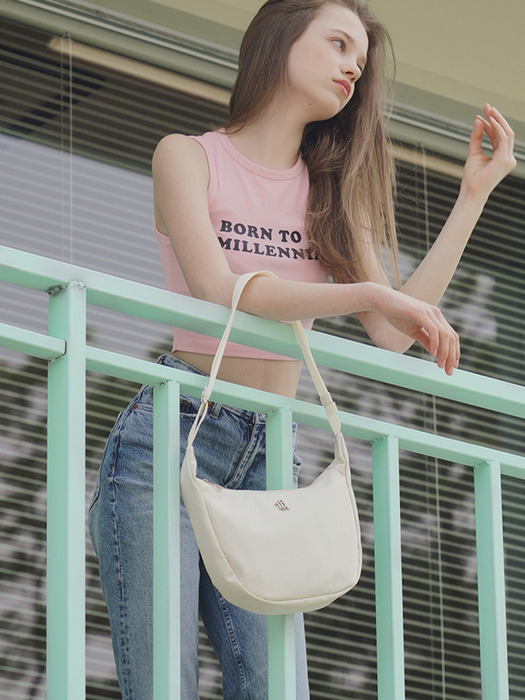 TRM Recycled Nylon Hobo Bag IVORY