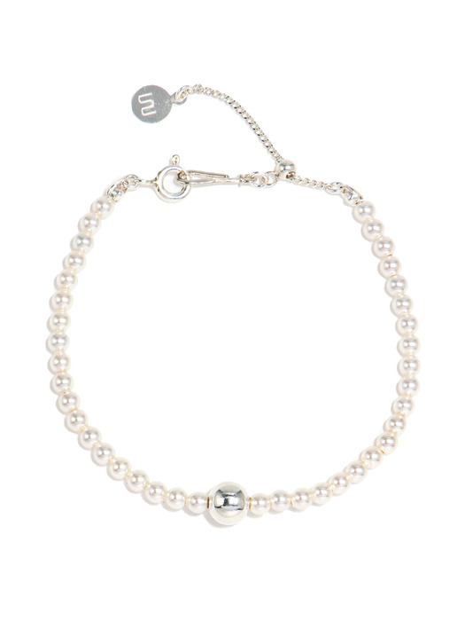 Ball Point Pearl Silver Bracelet Ib279 [Silver]