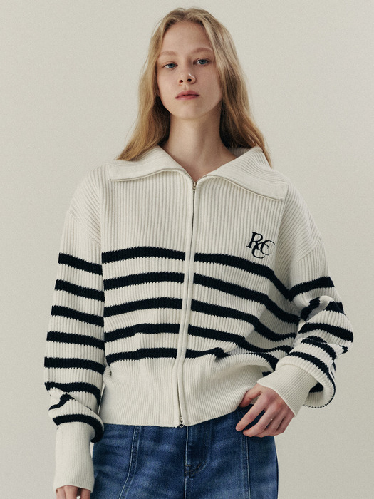 RCC Knit Zipup Cardigan [STRIPE]