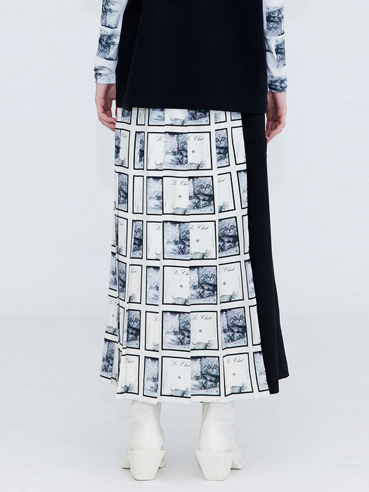 Pleats Wrap Skirt_Print