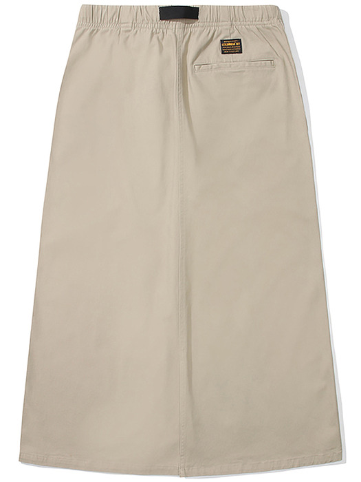 M-LABEL BELTED PEACH COTTON LONG SKIRT 헤리티지베이지